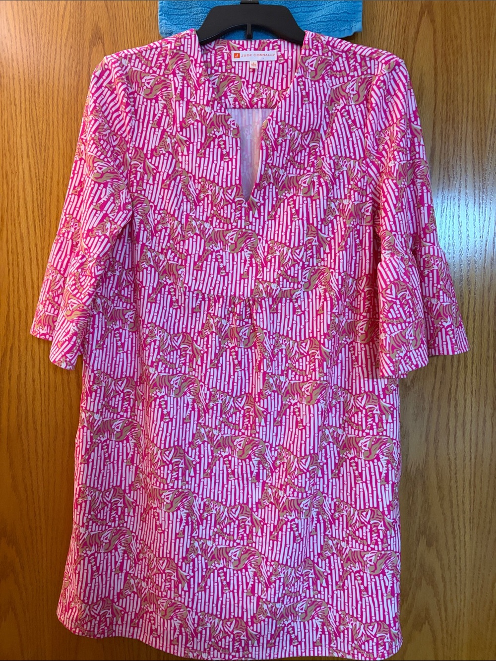 Jude Connally Pink & Gold Hidden Zebra Kerry Dress Small